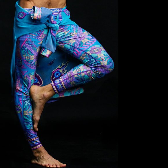 NIXI KILLICK Bold Colorful Logic Lattice Unisex Active Yoga Legging Tights - Picture 10 of 10